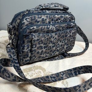Lug Scoop leopard cheetah print blue grey crossbody purse tote bag